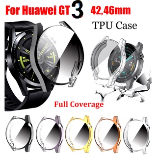 ใหม่ ! เคส Huawei Watch GT 3 Case Full Screen Covered Protection Huawei Watch GT 3 46mm 42mm Case shockproof Electroplating TPU Cover For เคส Huawei GT3 Case