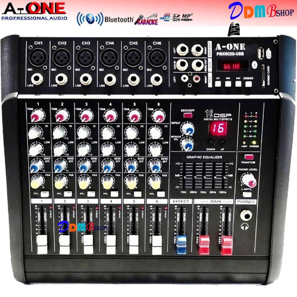 POWER MIXER เพาเวอร์มิกเซอร์ ขยายเสียง มีบลูทูธ 6Channel 500W Power Audio Karaoke Mixer BLUETOOTH US