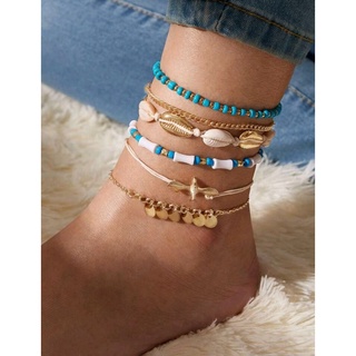 Sandy Anklet set (6pcs.) เซตข้อเท้า 6 ชิ้น น่ารักมาก คุ้มมากๆ ไอเทมที่คนไปทะเลต้องมี 🐚