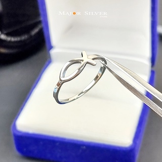 แหวนปลา 12มิล / เงินแแท้92.5% เรียบๆ น่ารัก  สไตล์มินิมอล : …