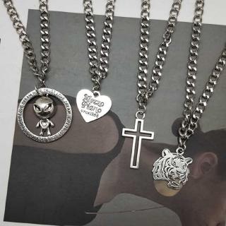 12980 Harajuku style retro hemp leaf love cross necklace hiphop hip-hop jewelry