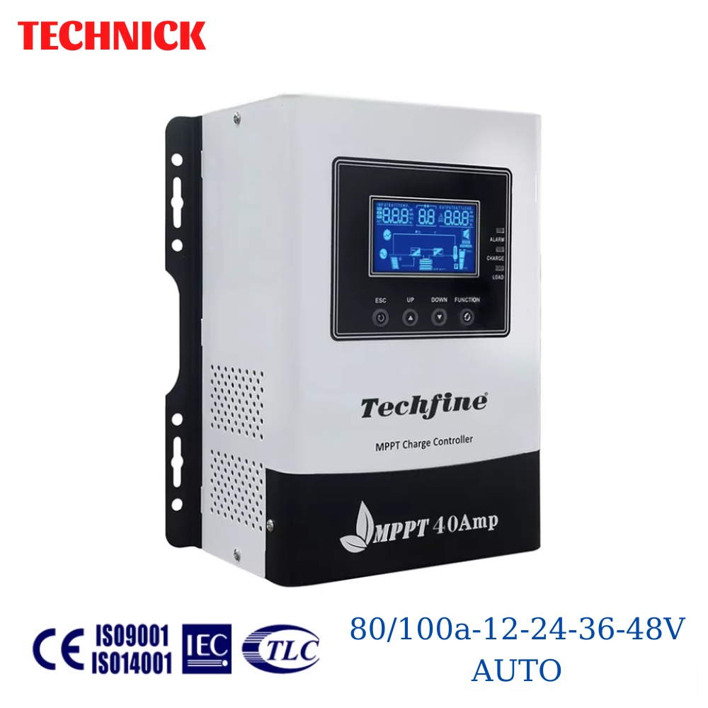 TECHFINE 80A-100A ระบบควบคุมการชาร์จแบตเตอรี่พลังงานแสงอาทิตย์อัตโนมัติ MPPT Set (สินค้าแท้)