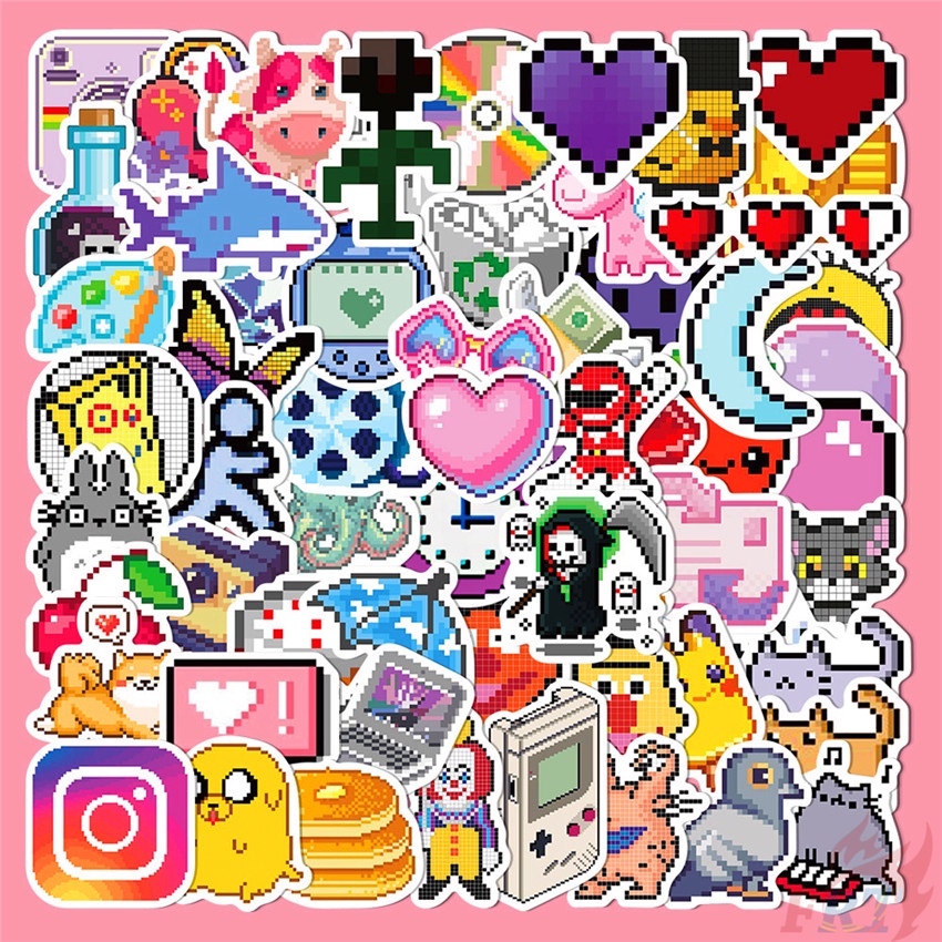 Pixel . Mosaic Art Series 01 Stickers 64Pcs/Set DIY Fashion Mixed Doodle Decals Stickers