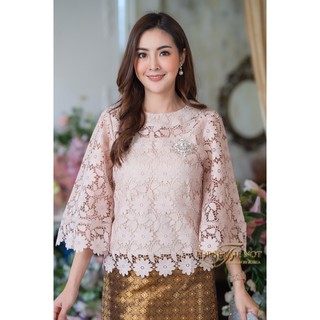 Luxury Lace เสื้อลูกไม้อิตาลี่ทอลายดอก คอกลม เนื้อผ้าลูกไม้ ทอลายแน่นเนื้อผ้าเกรดคุณภาพ LAF05