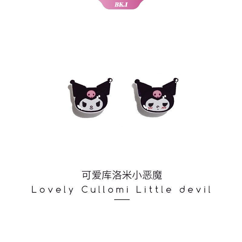 Sanri Kuromi ต่างหูเข็มเงิน S925 ไม่ต้องเจาะ เครื่องประดับน่ารัก เรียบง่าย ราคา ถูกที่สุด ดีลบีเคเค แกลเลอรีภาพที่ 4