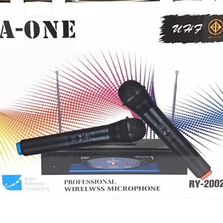 ไมโครโฟนไร้สาย ไมค์ลอยคู่ WIRELESS MICROPHONE รุ่น A-ONE RY-2002 ฟรีสายสัญญาณเสียง