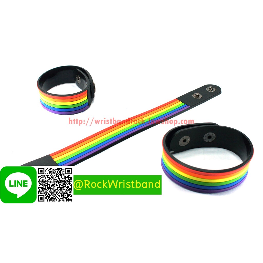 Rainbow ขายริสแบนด์ เรนโบว์ RBW234NA Wristband กำไลข้อมือวงร็อค