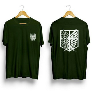 ผ้าฝ้ายแท้เสื้อยืด พิมพ์ลายอนิเมะ SNK SHINGEKI NO KYOJIN AOT SCOUNTING LEGION Entering สไตล์ญี่ปุ่น S-5XL