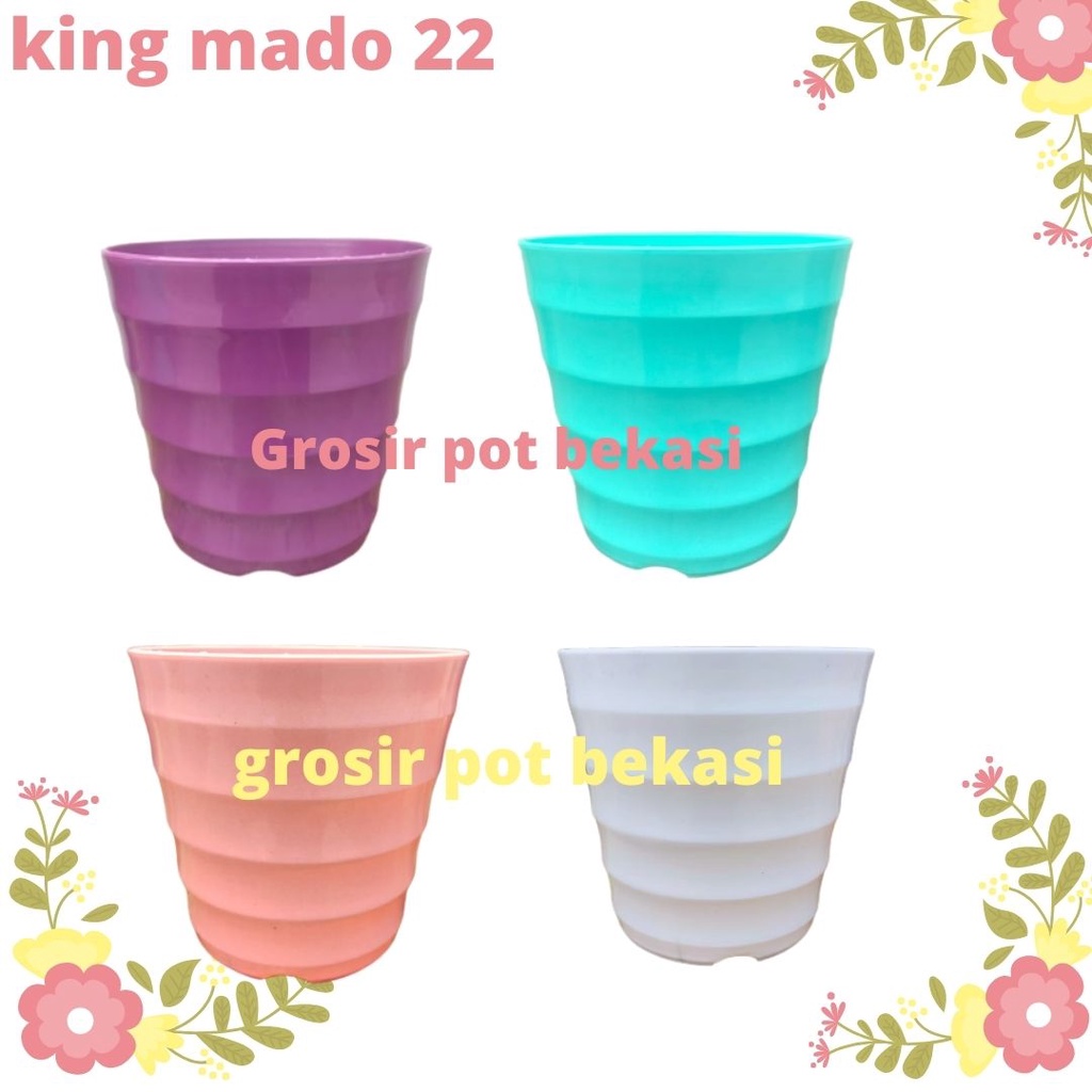HIJAU UNGU KING MADO POT 22 WHITE PINK PURPLE GREEN UK 18 CM - WHOLESALE BEAUTIFUL POT 22