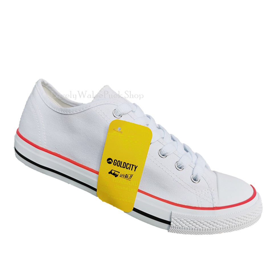 รองเท้าผ้าใบGoldCity-1207Classic canvas สีขาวแดง  Size 35-45 - รูปที่ 7