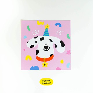 FLUFFY OMELET - DOTTY DOG MINI CARD SIZE 9X9 CM