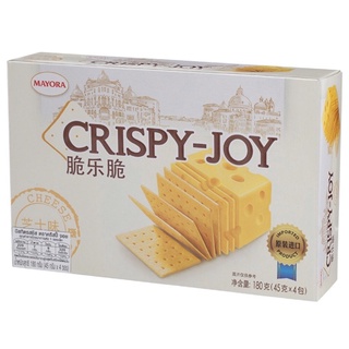 Crispy Joy cheese cracker คริสปี้จอย บิสกิตรสชีส แครกเกอร์แผ่นบางรสชีส หอม กรอบ อร่อย 180g (1กล่องบรรจุ 4ห่อ)