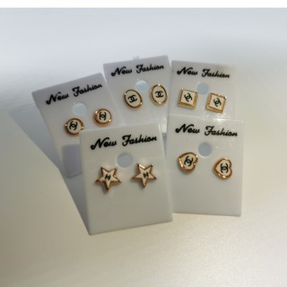 ต่างหูแฟชั่น Channels stud earrings 1 คู่