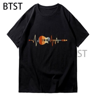 เสื้อยืด พิมพ์ลาย Heartbeat Guitar สไตล์ฮาราจูกุ แฟชั่นยอดนิยม สําหรับคู่รัก ไซซ์ Xs3Xl T 2022S-5XL