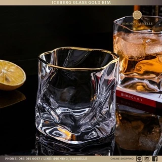 Dining Vaisselle - Crystal Iceberg แก้วน้ำขอบทอง ขนาด8.5x8.5cm ขาวใสดุจคริสตัล European Design