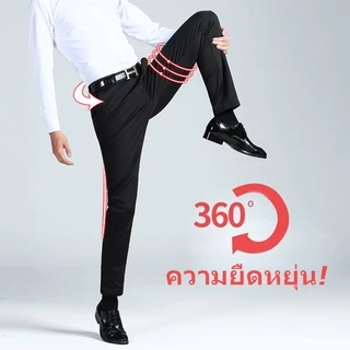 ถกางเกงสแล็คสีดำ ขาเดฟผ้ายืด (Slim-fit) by สมหมาย