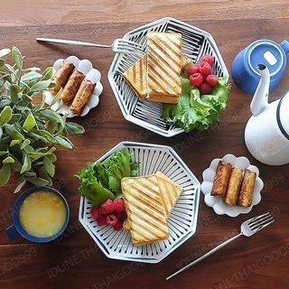 กระทะทำแซนวิช แคมป์ปิ้ง อบแซนวิช ปิ้งขนมปัง กระทะอะลูมิเนียม 2ด้าน sandwich pan รุ่นA1 แบบมีลาย