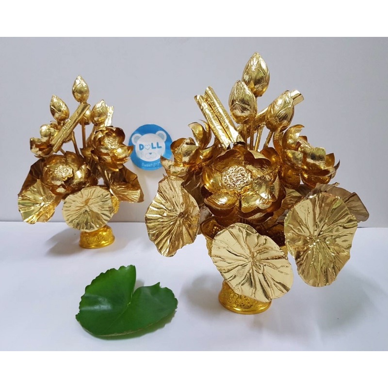 Brass byfa บุษกร 01 ดอกบัวทองเหลือง ในพาน(ราคาคู่)