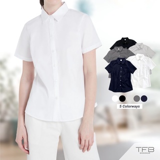 เสื้อเชิ้ตผู้หญิง แขนสั้น สีขาว TFB Workwear