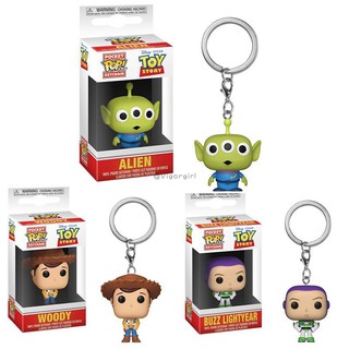 Funko POP พวงกุญแจ Toy Story วู้ดดี้คนต่างด้าวของ Buzz Lightyear พีวีซีรูปการกระทำของสะสมของเล่นรุ่น