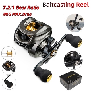 🎣AK2000 รอกตกปลา 8KG ลากสูงสุด 7.2: 1 อัตราทดเกียร์ Metal Spool12 Gear Magnetic Brake