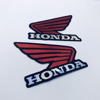 สติ๊กเกอร์ปีกฮอนด้า Honda สีแดง Red Logo [2 ชิ้น] โลโก้ Foil Sticker สะท้อนแสง ติดรถ แต่งรถ CBR Wave Pcx Click Dream Msx