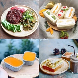 จานไม้ ถาดไม้ ทรงกลม ขนาด 6/8/10/12 นิ้ว สำหรับใส่อาหาร
