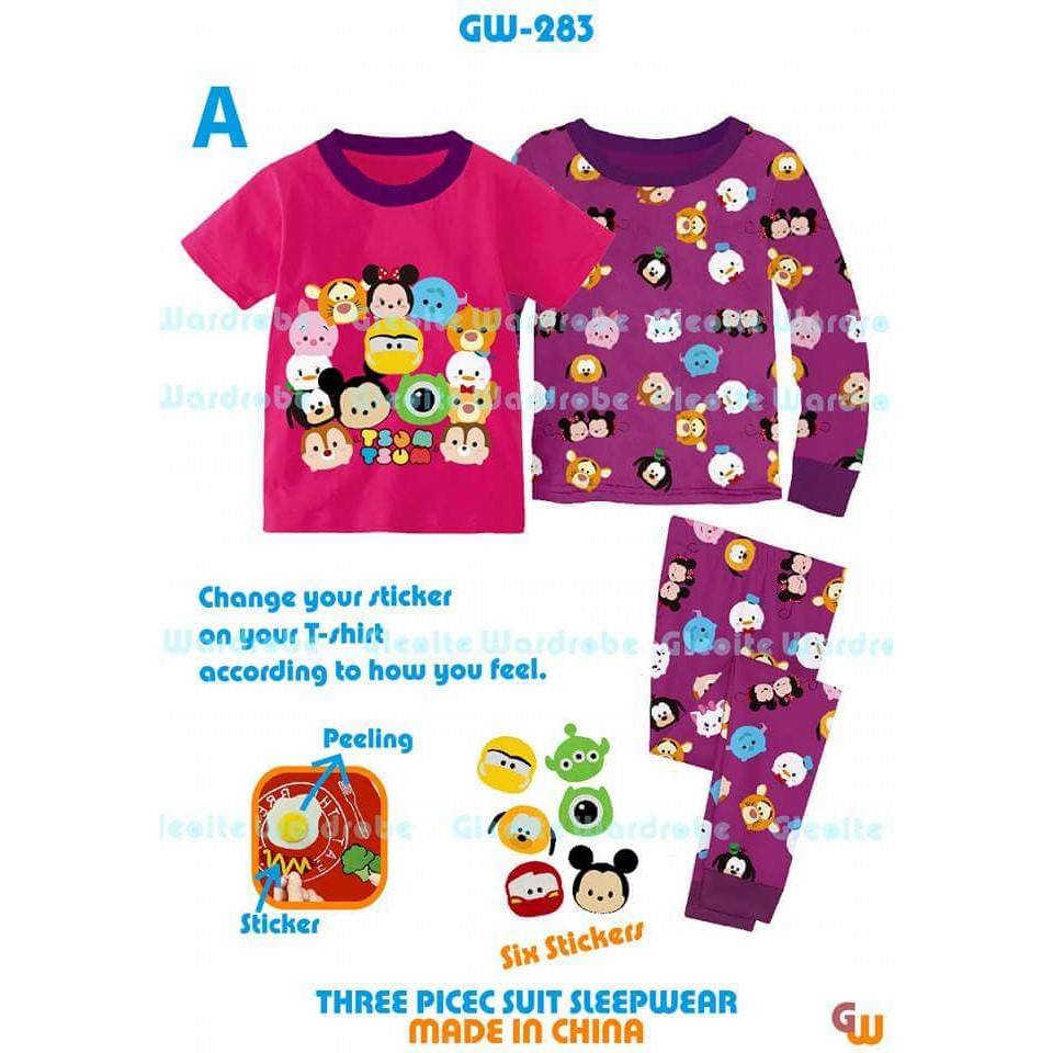 2Y 5Y - TSUM TSUM GIRLS PAJAMAS 3in1 GLEOITE WARDRBE GW283 A