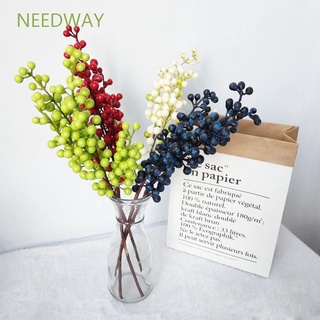 Needway ดอกไม้ปลอม 5 หัวสีแดงสําหรับตกแต่งบ้านเบอร์รี่คริสต์มาส