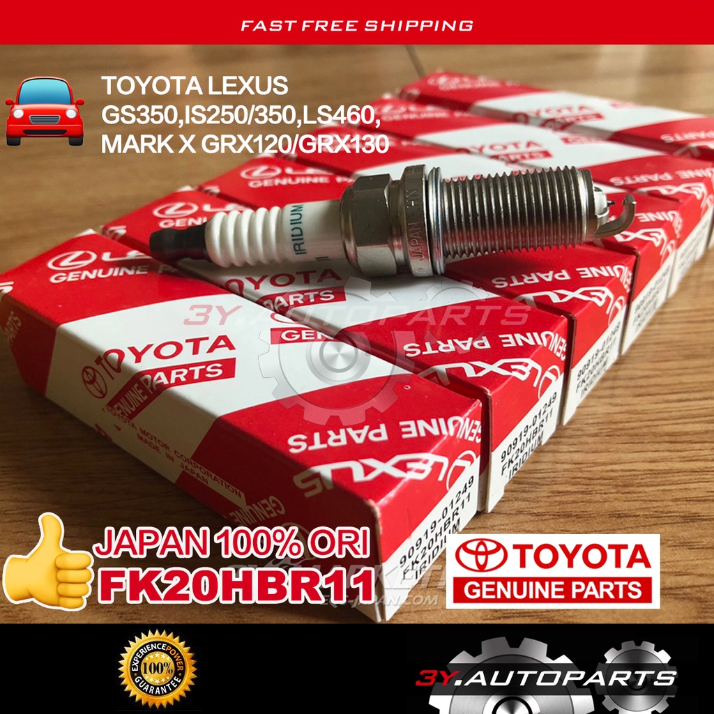 90919-01249 FK20HBR11 TOYOTA LEXUS GS350,IS250/350,LS460,MARK X GRX120/GRX130 (6 ชิ้น) หัวเทียนอิริเ