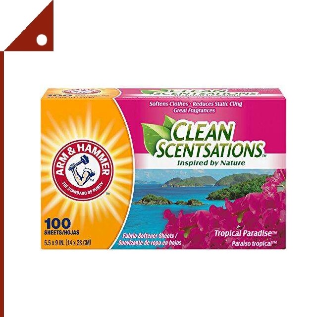 Arm&Hammer : ANHTPR-100* แผ่นหอมปรับผ้านุ่ม Arm & Hammer Clean Scentsations Fabric Softener Sheets T