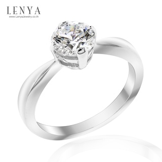 Lenya Jewelry เครื่องประดับ LENYA ETERNAL แหวนดีไซน์เรียบหรู ประดับด้วย Swarovski Zirconia ตัวเรือนเงินแท้ชุบทองคำขาว