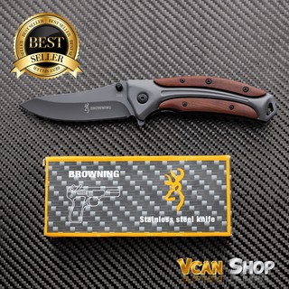 BROWNING Outdoor Folding Knife มีดพับ มีดแคมป์ปิ้ง ใช้เดินป่า ป้องกันตัว อุปกรณ์ยุทธวิธี EDC