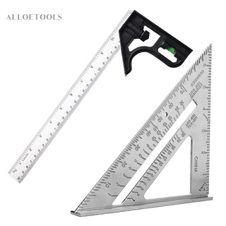 มีสินค้า-7 inch Metric Triangle Angle Ruler Woodworking Speed Square Protractor Set-ALO