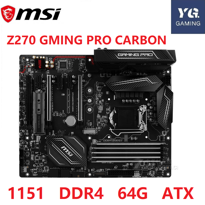 สําหรับ MSI Z270 GAMING PRO คาร์บอนเมนบอร์ดซ็อกเก็ต LGA1151 DDR4 64GB Z270 เมนบอร์ดเดสก์ท็อป