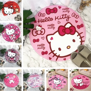 Life-365 พรมปูพื้น ทรงกลม ลายการ์ตูน Hello Kitty น่ารัก กันลื่น สําหรับห้องนั่งเล่น