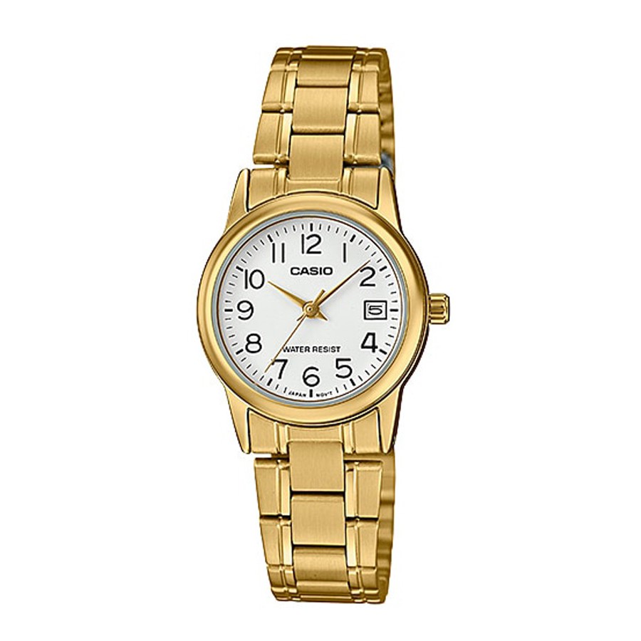 Casio Standard นาฬิกาข้อมือผู้หญิง สายสแตนเลส รุ่น LTP-V002,LTP-V002G,LTP-V002G-7B2 - สีทอง