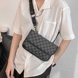 Fashion outdoor mobile phone bag mens bag Korean diagonal bag small square bag plaid shoulder bag tiger head bag