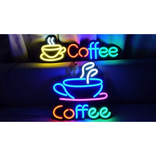 ป้ายไฟ led สำเร็จรูป ป้ายไฟ coffee ถ้วย ป้ายกาแฟ เสียบปลั๊กไฟบ้าน โชว์หรน้าร้าน