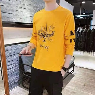 พร้อมส่งเสื้อยืดแขนยาวแฟชั่นผู้ชายลุคเกาหลี เนื้อผ้าดี ผ้าเนียนนุ่ม ใส่ไปไหนก็ดูเท่(T-023）