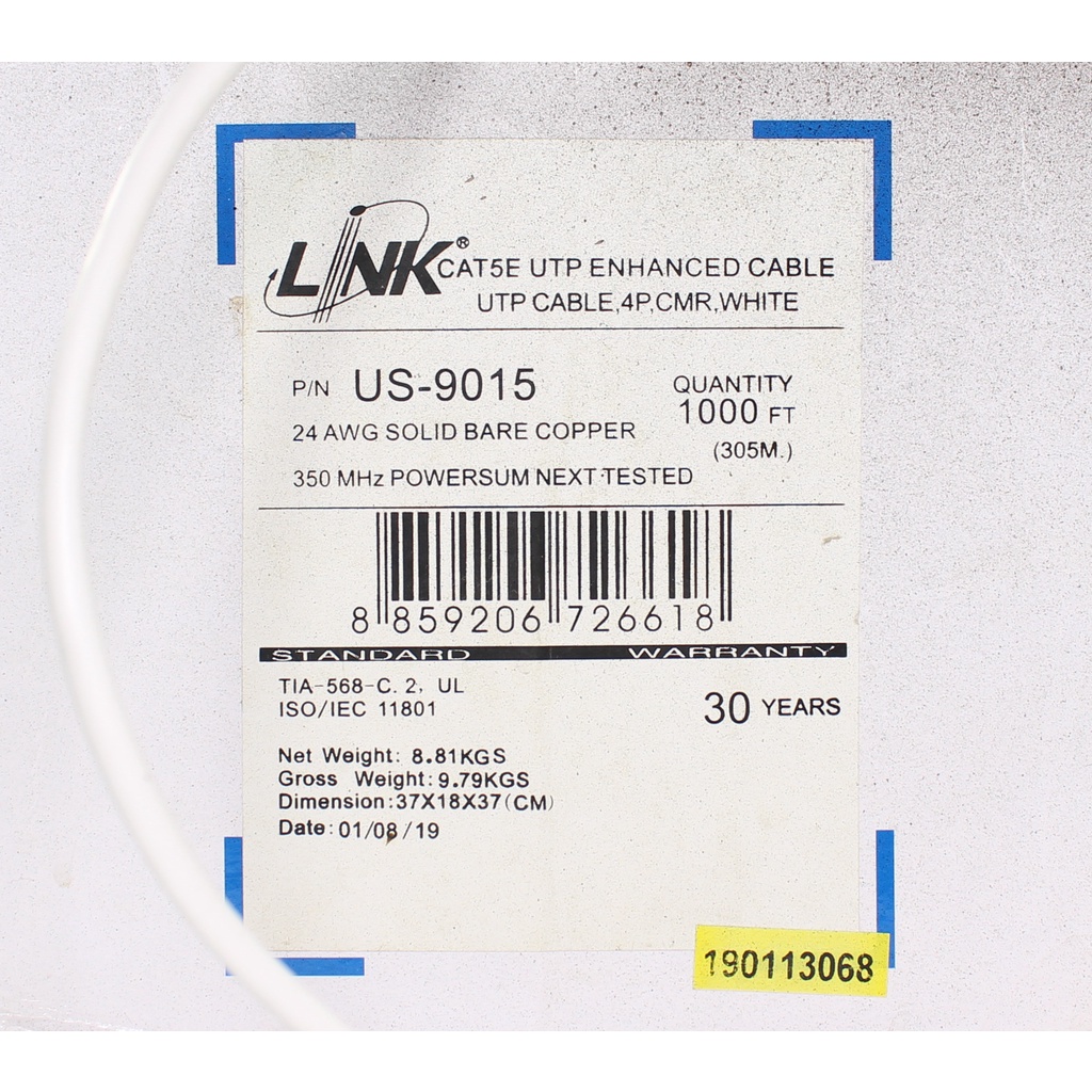 US-9015 LINK สายแลน CAT5E LINK US-9015 สาย LAN CAT5E LINK US-9015 LAN CAT5E 350MHz