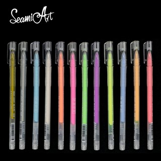 SeamiArt เครื่องมือปากกาไฮไลท์ 0.6 มม. 12 สี 1 ชิ้นสําหรับไดอารี่ / กระเป๋า