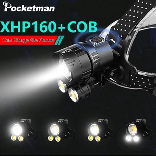 2021 Xhp160 ไฟฉาย Led 16-Core Xhp Cob พลังงานสูงซูมได้ 18650 สาย Usb