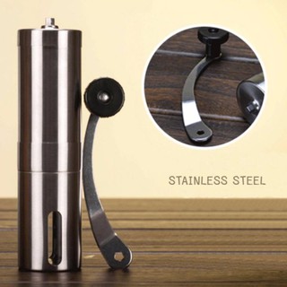 ﻿เครื่องบดเมล็ดกาแฟ สแตนเลส แบบมือหมุน Stainless Steel hand Coffee Grinder  (Silver)