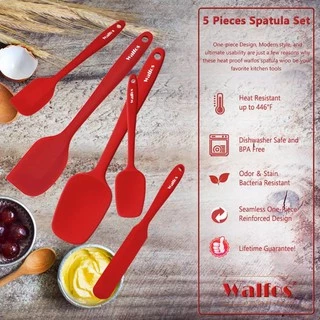 Walfos 5 Pcs. / Set Non-Stick Silicone Spatula Baking Pastry Heat-Resistant Kitchen Utensil Cooking Tool