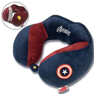 Ziwu Avengers หมอนรองคอ ผ้าฝ้าย 100% รูปตัว U นุ่มมาก หมอนรองคอ ลายการ์ตูน มีกระดุมล็อค Neck Pillow