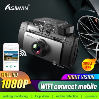 Asawin K200 WiFi การตรวจสอบรถ  เครื่องบันทึกการขับขี่ 1080P FHD  มุมมองแอป กล้องแดชบอร์ด การมองเห็นตอนกลางคืน