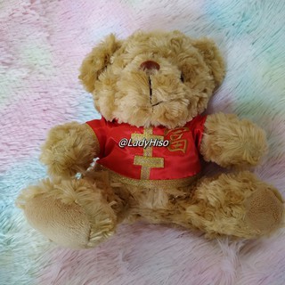 💟 ของพรีเมี่ยม ธอส 💟 ตุ๊กตาหมี หมีตรุษจีน หมีขน เสื้อจีน ตุ๊กตา สีแดงขลิบทอง GHB หายาก น่าสะสม ขนาด 20 เซน ตุ๊กตาน้องหมี