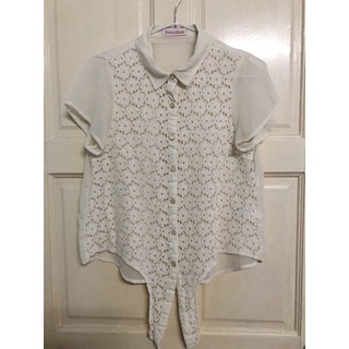 Sorridere แบรนด์แท้ เสื้อชีฟองลายลูกไม้ น่ารักๆๆ อก 32-34 ยาว 20 สำหรับสาว S/M ใส่ได้