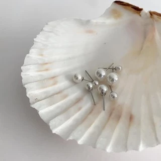 A.piece ต่างหูมุกเงินแท้ [all silver 925] Basic Pearl